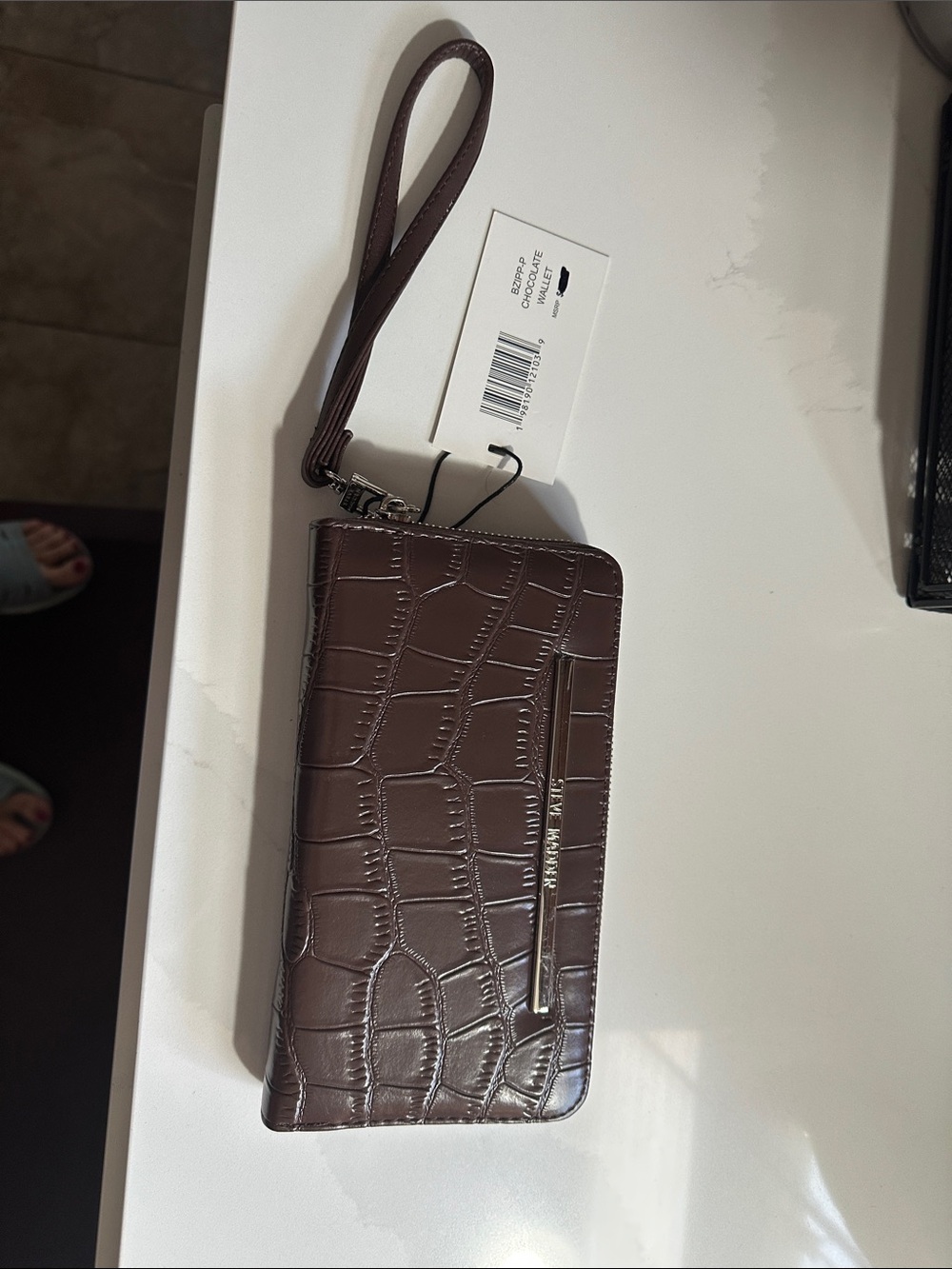 Steve Madden Croc-Embossed Wristlet Clutch - Brown